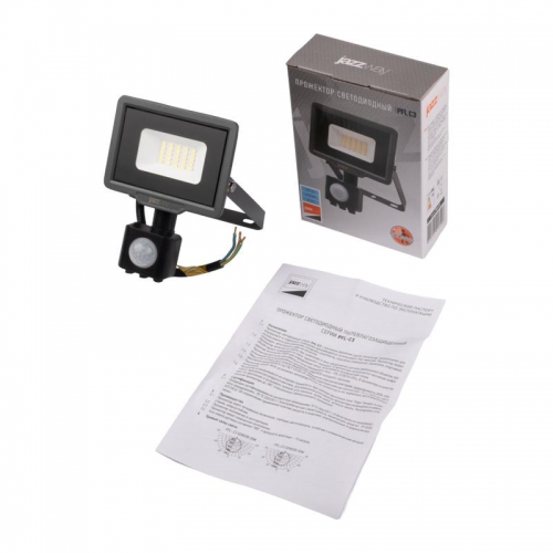 Прожектор светодиодный PFL-C3 SENSOR 20Вт 6500К IP65 закален. прозр. стекло JazzWay 5026926A 5026926A