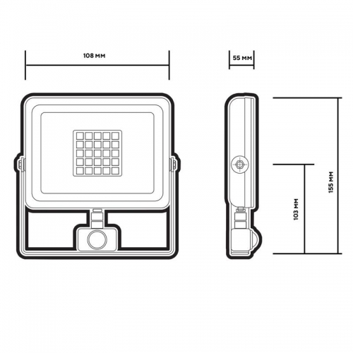 Прожектор светодиодный PFL-C3 SENSOR 20Вт 6500К IP65 закален. прозр. стекло JazzWay 5026926A 5026926A