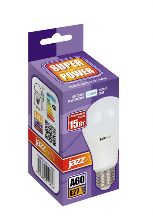 Лампа светодиодная PLED-SP 15Вт A60 4000К нейтр. бел. E27 230В/50Гц JazzWay 5019638 5019638