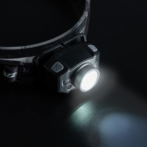 Фонарь аккумуляторный налобный AccuH1-L5WZ-bk zoom LED 5Вт + 2хRED SMD IP54 5 режимов: 100проц. 180лм 3.5ч/50проц. 110лм 5.5ч/30проц. 65лм 15ч/красн. 28ч/мигающ. красн. 12ч аккум. 0.8А.ч управл. жестами черн./сер. JazzWay 5036642 5036642