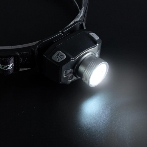 Фонарь аккумуляторный налобный AccuH1-L5WZ-bk zoom LED 5Вт + 2хRED SMD IP54 5 режимов: 100проц. 180лм 3.5ч/50проц. 110лм 5.5ч/30проц. 65лм 15ч/красн. 28ч/мигающ. красн. 12ч аккум. 0.8А.ч управл. жестами черн./сер. JazzWay 5036642 5036642