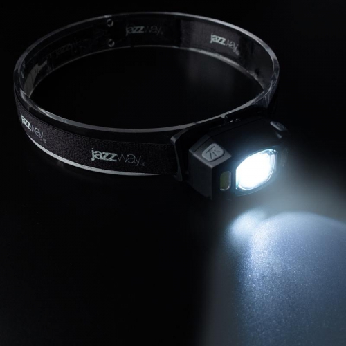 Фонарь аккумуляторный налобный AccuH3-L5W-bk LED 5Вт + 2хRED SMD IP54 5 режимов: 100проц. 180лм 3.5ч/50проц. 110лм 5.5ч/30проц. 65лм 15ч/красн. 28ч/мигающ. красн. 12ч аккум. управл. жестами черн. JazzWay 5036703 5036703