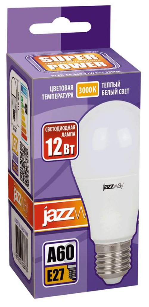 Лампа светодиодная PLED-SP A60 12Вт грушевидная 3000К тепл. бел. E27 1080лм 230В JazzWay 1033703 1033703