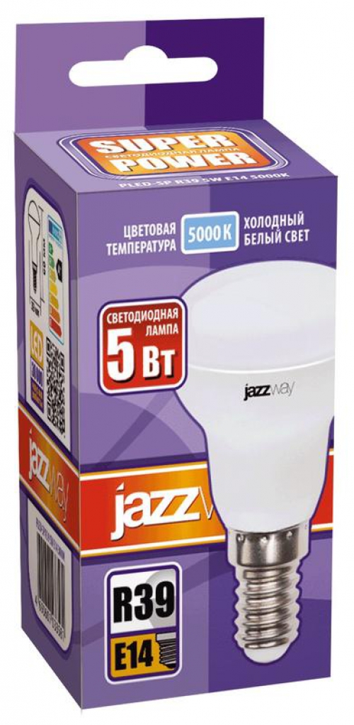 Лампа светодиодная PLED-SP 5Вт R39 5000К холод. бел. E14 400лм 230В JazzWay 1033598 1033598