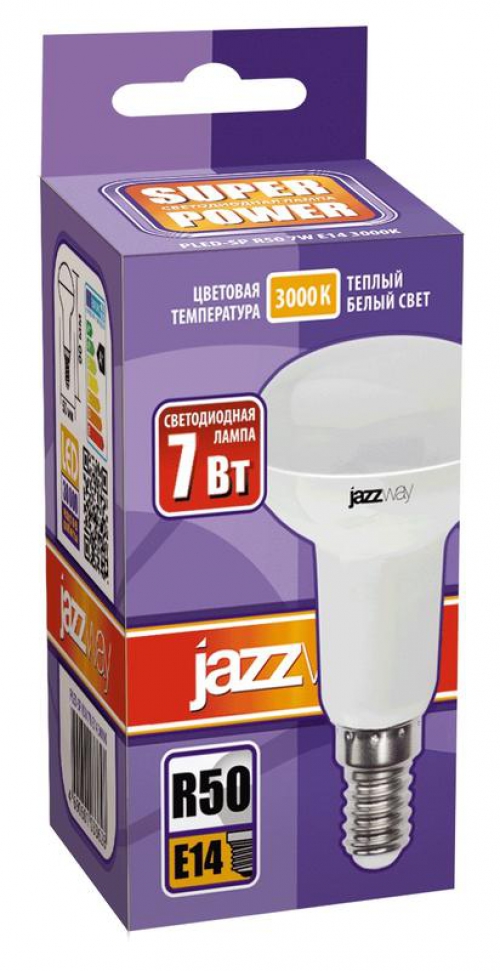 Лампа светодиодная PLED-SP 7Вт R50 3000К тепл. бел. E14 540лм 230В JazzWay 1033628 1033628