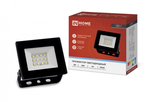 Прожектор светодиодный СДО-7 20Вт 6500К IP65 1800лм 230В черн. IN HOME 4690612034614 4690612034614