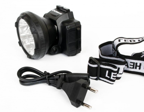 Фонарь налобный аккумуляторный LED 5363 (220В 9LED 2 режима; черн.) Ultraflash 11257 11257