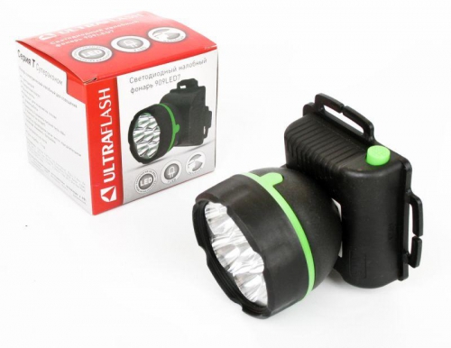 Фонарь налобный 909LED7 (7LED 1 режим; 3хR6 черн.) Ultraflash 11782 11782