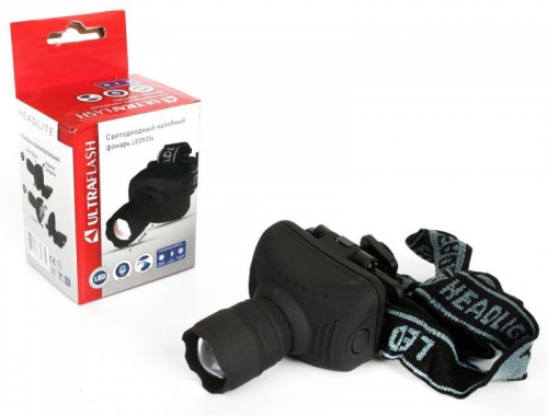Фонарь налобный LED 5354 (1Вт LED ZOOM 3 режима; 3хR03 сер.) Ultraflash 11549 11549
