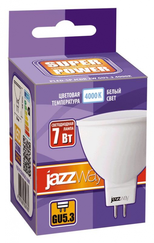 Лампа светодиодная PLED-SP 7Вт JCDR MR16 4000К нейтр. бел. GU5.3 520лм 230В JazzWay 1033512 1033512