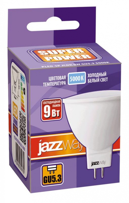 Лампа светодиодная PLED-SP 9Вт JCDR MR16 5000К холод. бел. GU5.3 720лм 230В JazzWay 2859785A 2859785A