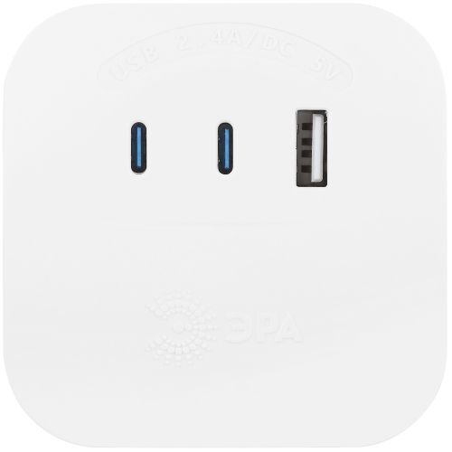 Разветвитель 4-м SP-4-3USBAC-W + 3 USB A+C со шторками 10А бел. Эра Б0069083 Б0069083