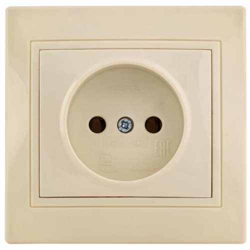 Розетка 1-м СП Кварта 10А IP20 без заземл. крем. ИЭК ERK13-K33-10-DM ERK13-K33-10-DM