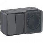 Блок ОП AtlasDesign Profi54 (розетка 16А 250В с заземл. защ. шторки + 2-кл. выкл. 10А) IP54 антрацит SE ATN544074