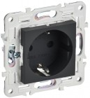 Розетка SKANDY 16А с заземл. защ. шторки безвинт. крепл. SK-R06G графит IEK SK-R14-16-1-K53