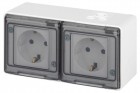 Розетка Эксперт 11-2504-01 2х2P+E гориз. IP55 шторки 16А-250В ОУ бел. Эра Б0063262