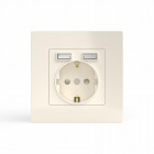 Розетка 1-м СП Pixel с заземл. с 2-мя заряд. устр. USB тип A+A механизм беж. TOKOV ELECTRIC TKE-PX-R1U2A-C02