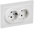 Розетка 2-м СП BRITE РС12-3-БрАБ 16А в сборе с заземл. без защ. шторок арктич. бел. IEK BR-R21-16-K91-F