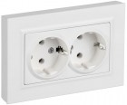 Розетка 2-м СП BRITE РСПл12-3-БрАБ 16А в сборе с заземл. без защ. шторок плоская арктич. бел. IEK BR-R27-16-K91-F