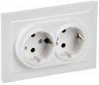 Розетка 2-м СП BRITE РСш12-3-БрАБ 16А в сборе с заземл. защ. шторки арктич. бел. IEK BR-R24-16-K91-F