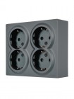 Розетка 4-м ОП LETO с заземл. закрытый корпус ПБТ графит LEZARD 752-3400-127BDP