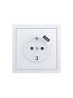 Розетка 1-мест. с/з+USB разъем ZIMA IP20 бел. LEZARD 704-0288-181