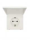 Розетка 1-мест. с/з с крышкой ПБТ СП ZIMA IP20 16А безвинт. зажим слон. кость LEZARD 704-9088-123BQC