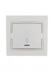 Переключатель проходной 1-кл. СП Mira 10А с подсветкой с бел. вставкой бел. LEZARD 701-0202-114