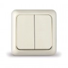 Выключатель 2-кл. ОП Олимп 10А IP20 сл. кость UNIVersal Б-О0023