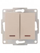 Механизм выключателя 2-кл. 1п СП Karina 10А IP20 с подсветкой крем. LEZARD 707-0388-112