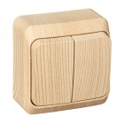 Выключатель 2-кл. ОП Этюд Дача 10А IP20 сосна SE BA10-002D