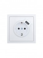 Розетка 1-мест. с/з+USB разъем ZIMA IP20 бел. LEZARD 704-0288-181