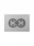 Розетка 2-мест. б/з СП ZIMA IP20 16А ПБТ безвинт. зажим сер. матов. LEZARD 704-7400-128BQC