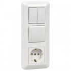 Блок СП Blanca / Прима (розетка с заземл. + 1-кл. + 2-кл. выкл.) (розн. упак.) бел. SE BK2VR-008A-BI