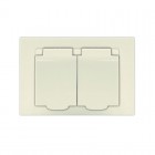 Розетка 2-м СП Афина 16А IP20 с заземл. c крышкой в сборе сл. кость (ivory) Universal A0031-I