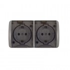 Розетка 2-м ОП Клио 16А IP54 с заземл. с прозр. крышкой сер. UNIVersal К2232-Gr