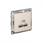 Механизм розетки USB Atlas Design 5В 1порт х 2.1А 2порта х 1.05А беж. SchE ATN000233