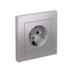 Розетка 1-м СП AtlasDesign 16А IP20 с заземл. защ. шторки в сборе алюм. SchE ATN000344