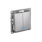 Механизм выключателя 2-кл. СП Atlas Design 10А IP20 (сх. 5а) 10AX с подсветкой алюм. SchE ATN000353