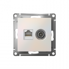 Розетка компьютерная + телевизионная 2-м AtlasDesign RJ45 кат.5E + TV механизм жемчуж. SE ATN000489