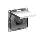 Механизм розетки 1-м СП AtlasDesign 16А IP20 с заземл. защ. шторки с крышкой сталь SchE ATN000946