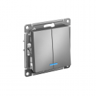 Механизм выключателя 2-кл. СП AtlasDesign 10А IP20 (сх. 5а) 10AX с подсветкой сталь SchE ATN000953