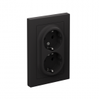 Розетка 2-м Atlas Design с заземл. защ. шторки 16А в сборе карбон SchE ATN001026