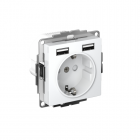 Розетка 1-м СП AtlasDesign 16А IP20 с 2-мя заряд. устройствами USB тип A+A 5В/2.4А 2х5В/1.2А механизм бел. SE ATN000130