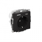 Розетка AtlasDesign 16А с 2-мя заряд. устройствами USB тип A+C 5В/2.4А 2х5В/1.2А механизм карбон SchE ATN001032