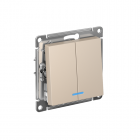 Выключатель 2-кл. AtlasDesign с подсветкой (сх.5а) 10AX мех. песочн. SE ATN001253