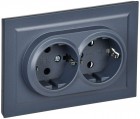 Розетка 2-м СП BRITE РС12-3-БрМ 16А в сборе с заземл. без защ. шторок маренго IEK BR-R21-16-K35-F