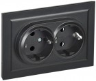 Розетка 2-м СП BRITE РС12-3-БрЧ 16А в сборе с заземл. без защ. шторок черн. IEK BR-R21-16-K02-F