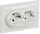 Розетка 2-м СП BRITE РСш12-3-БрБ 16А в сборе с заземл. защ. шторки бел. IEK BR-R24-16-K01-F