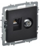 Розетка компьютерная + телевизионная 2-м Brite РТВ/РК12-БрЧ RJ45 кат.5E + TV черн. IEK BR-AK20-1-K02